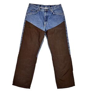 Wrangler ProGear Upland Hunting Jeans Brush Guard Pants 36x32 Blue Brown PG101AN